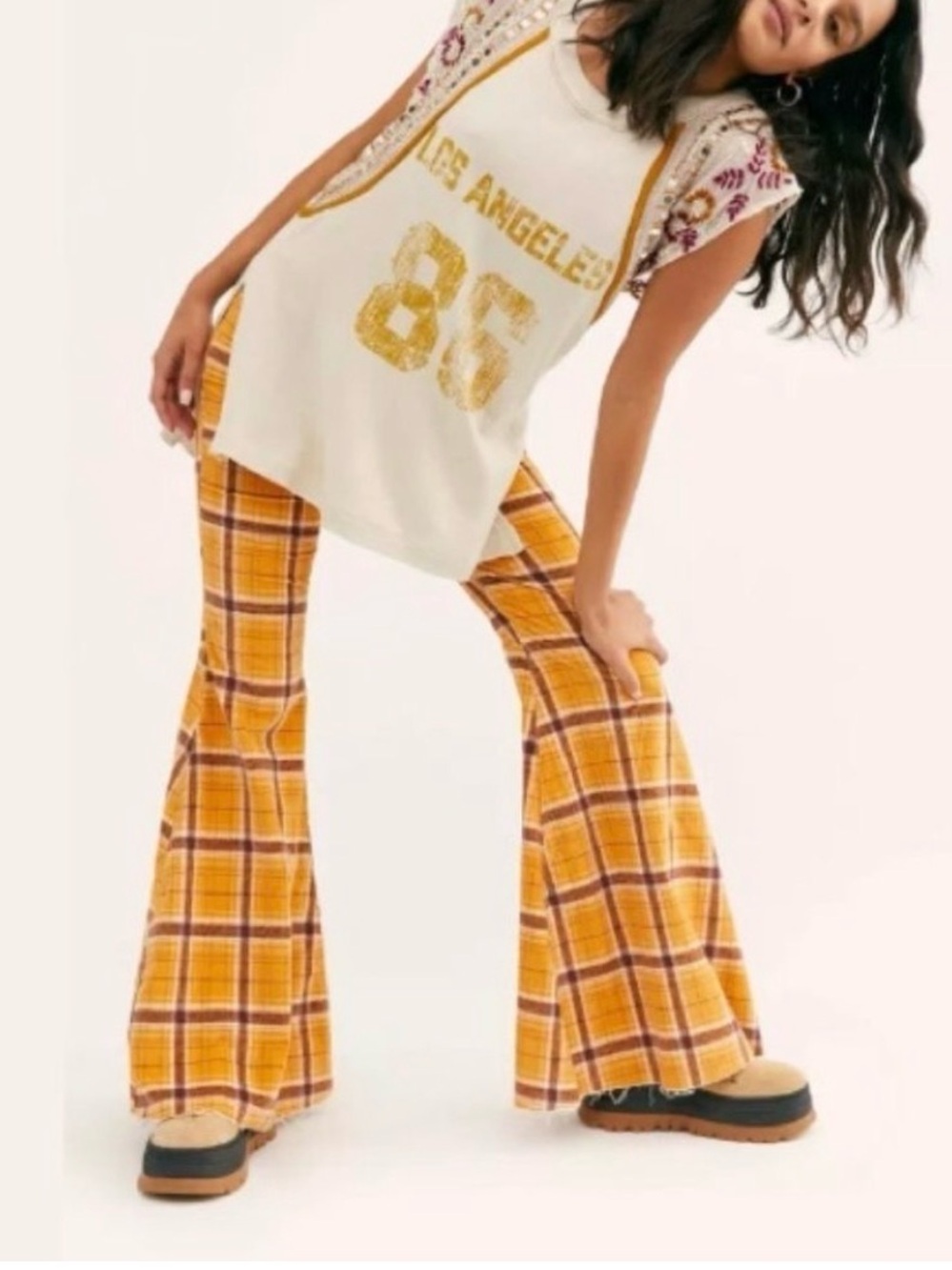 Free People LA Printed Sequin Top in S